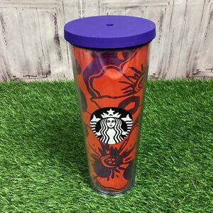 Starbucks 2014 Venti Red Purple Floral Cold Cup Tumbler